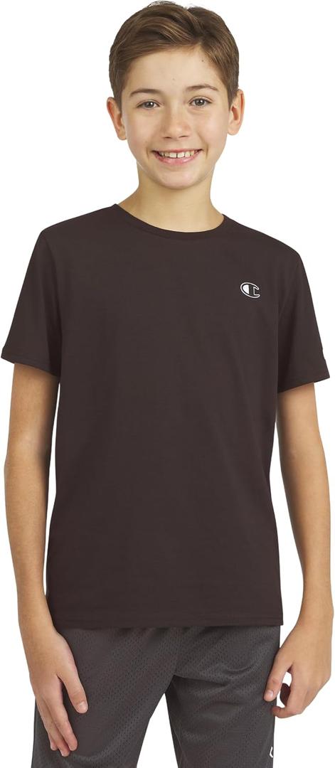 Champion Boys T-Shirt for Kids Big Boy Patch Logo Tee Shirts with Embroidery (Black), 2T