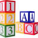 6 pcs ABC and 123 Friend Street Balloon Boxes,ABC Alphabet Graduation Back to School Party Favor, Story Birthday Party Decor Celebration Baby Shower Inspired Balloon Cardboard Box