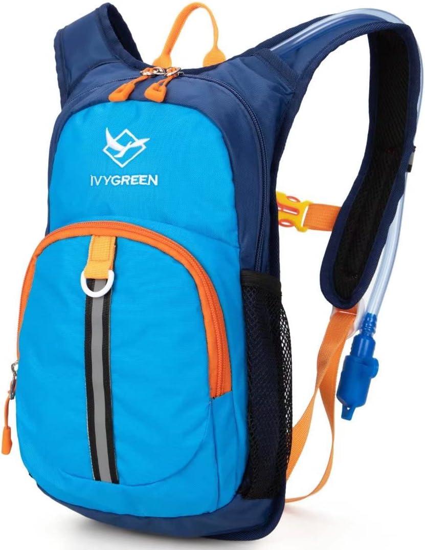 Ivygreen Kids Hydration Backpack, Hiking Backpack for Boys or Girls with 1.5L Water Bladder (Small, Blue)