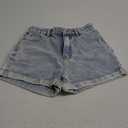 SweatyRocks Women's High Rise Roll Up Hem Straight Leg Denim Jean Shorts with Pocket (Light Blue) S