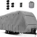 Travel Trailer RV Cover,Waterproof & Windproof Camper Cover Fits 16~18FT RV Trailer,Upgraded 420D Heavy Duty Polyester Oxford Durable, UV, Water Resistant RV Covers