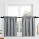 Home Queen Water Resistant Bathroom Window Curtains, Waffle Textured Half Tier Curtains for Kitchen, 28 W X 36 L Inches, Charcoal