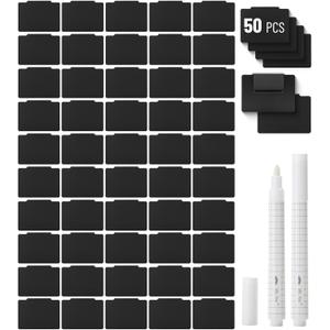 Mr. Pen- Basket Labels Clip On Set Bulk, 52 pcs, 50 Removable Bin Labels Clip On with 2 Chalk Markers, Basket Tags, Bin Clips (Black)