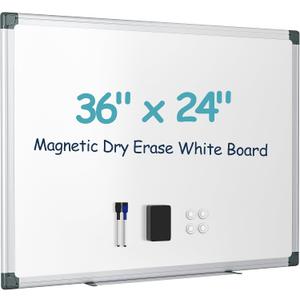 VUSIGN 36" x 24" Magnetic Dry Erase Board for Wall with Aluminum Frame
