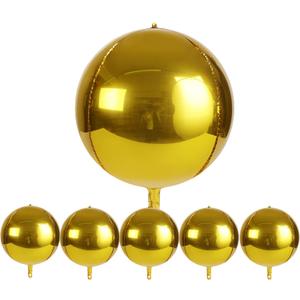Large 15inch Gold Balloons Decorations, Big 360 Degree Round Balloons 4D Sphere Mylar Foil for Baby Shower,Wedding, Gender Reveal, Birthday or Engagement,Bachelorette Party Supplies