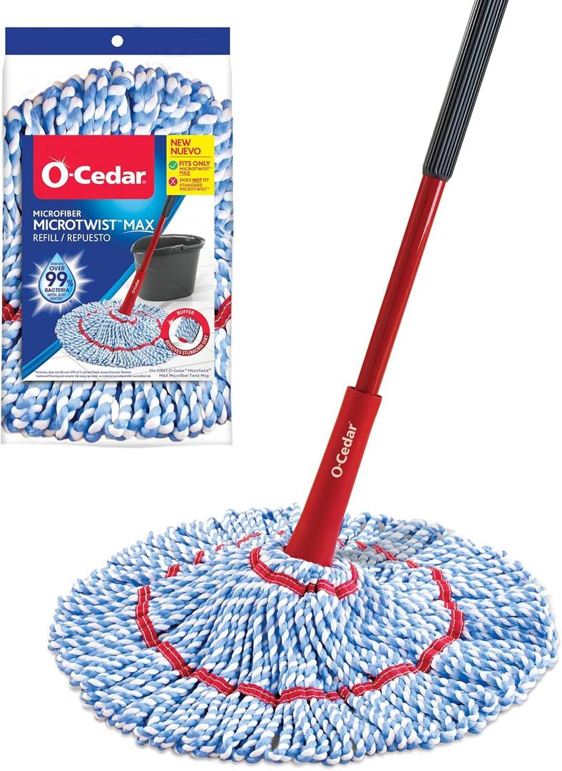 OCedar MicroTwist MAX Microfiber Twist Mop with 1 Extra Refill | Features HandsFree Wringing | Extra Large 18Inch Mop Head | Safe on All Floor Types