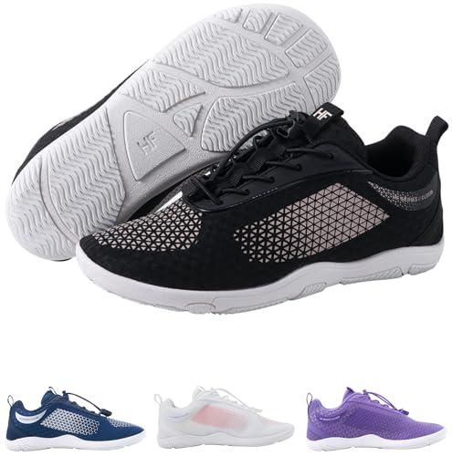 Hike Footwear HF Flow Barefoot Shoes for Women & Men - Minimalist Shoes with Arch-Support, Breathable Splash-Proof & Versatile Boot, Ergonomic Pain-Relief Posture Improvement Hiking Boots Black, Women 11