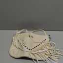 Hoce Womens Leather Fringe Messenger Bag Large Hobo Crossbody Tassel Shoulder Bags, Gift for Mom Wife Girlfriend (Beige)