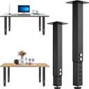 2PCS Adjustable Square Table Leg (14-24inch)Metal Desk Legs, Home Office DIY Furniture Leg Set for Tables, DIY desks, Counter Tops, Kitchen Tables,Office Desk (Black)