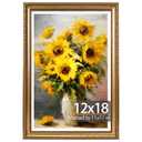 JCJMY 12x18 Vintage Picture Frame with 11x17 Mat, Elegant Retro 12 by 18 Photo Frame with Shatter-Resistant Plexiglass for Wall, Gallery Decor & Gift, Gold, 1 Pack