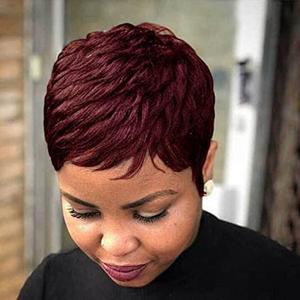 Short Burgundy Pixie Cut Wigs Pixie Cut Wigs Burgundy Color Short 99j Wine Red Color for Women (Wine Red)