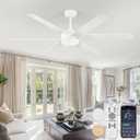 60 Inch Ceiling Fans with Lights and Remote, Reversible 6 Blades & Dimmable 3-Color Outdoor Ceiling Fans for Patios, DC Motor Large Ceiling Fan for Indoor or Covered Outdoor-White