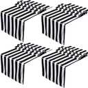 Tatuo 7 Pieces Black and White Striped Table Runner Polyester Table Decor Elegant Classic Machine Washable for Christmas Indoor Outdoor Events Family Dinner Banquet
