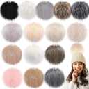 SIQUK 15 Pieces Faux Fur Pom Pom Balls 6 Inch Large Fluffy Faux Fox Pom Pom with Elastic Loop for Knitting Hat Gloves Scarves Crafts Accessories (Soft Color)