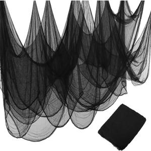 500" x 80"Halloween Creepy Cloth Black Large Spooky Fabric Cloth Halloween Decorations Outdoor for House, Window Backdrops, Garden Party Supplies, Yard, Tree, Wall Art