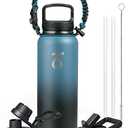Trebo Water Bottle Insulated 40oz with Paracord Handle, Vacuum Double Wall Stainless Steel Water Jug, 48hr Cold Retention, Leakproof BPA-Free Flask With 1 Lid Fits in Car Cup Holder, Indigo/Black