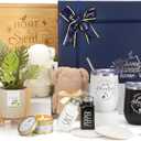 House Warming Gifts New Home, 12 Pcs Housewarming Gifts Basket for New House with Gift Box Packaging, 3D Botanical Greeting Card, Cutting Board for Couple, Closing Gifts for Home Buyers