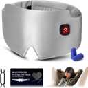 Silk Heated Eye Mask, 2000mAh Large Size Cordless Sleep Mask Warm Eye Compresses Electric Eye Heating Pad for Stye Blepharitis Dry Eyes Sinus Migraine Gifts for Men Woman (White)