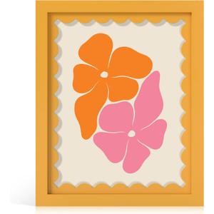 8x10 Picture Frame with Real Glass, Wooden cute 8 x 10 Photo Frame with Wavy Mat for Tabletop and Wall Hanging, Yellow, 1 Pack