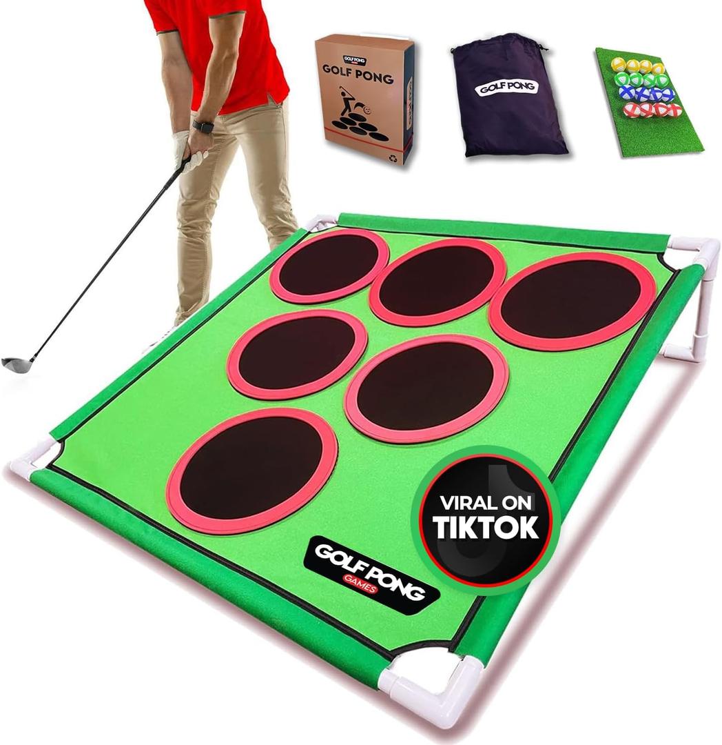 Backyard Golf Game with 16 Chipping Velcro Balls & Mat, Yard and Outdoor Games for Adults & Family, Indoor Golf Set for Home, Beach or Party, Lawn Games for Adults & Family Outdoor