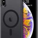 Anuck Case for iPhone Xs Max Case Magnetic Phone Case Compatible with MagSafe, Soft TPU Bumper Hard Translucent Matte Back Slim Fit Shockproof Protective Cover for Men Women Girls - Black