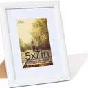 KTKDE 5x7 Picture Frame, Photo Frame White with Real Glass for Picture 4x6 photo with Mat or 5x7 photo without Mat, Composite Wood Picture Frames for Table Top and Wall best gift