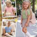 3 Pack Toddler Girls' Short Sleeve Tops | Baby, Cute, Tee, Crop, Lettuce Trim, Kids, T-shirt, Boat Neck, Blouse, Solid, Casual, Summer, Plain, Classic, Elegant