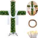 76 Inch Cross Christmas Tree with 2 Lights Strings and Garland