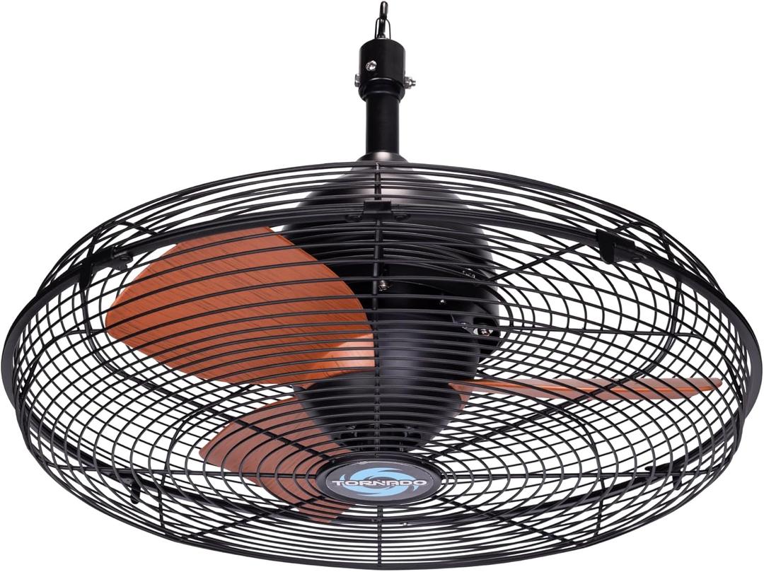 Tornado 20-Inch Outdoor Downrod Mount Ceiling Fan, IPX4 Water-Resistant with Remote Control, 3-Speed Settings, 3300 CFM Airflow, 10-Foot Cord, UL Listed