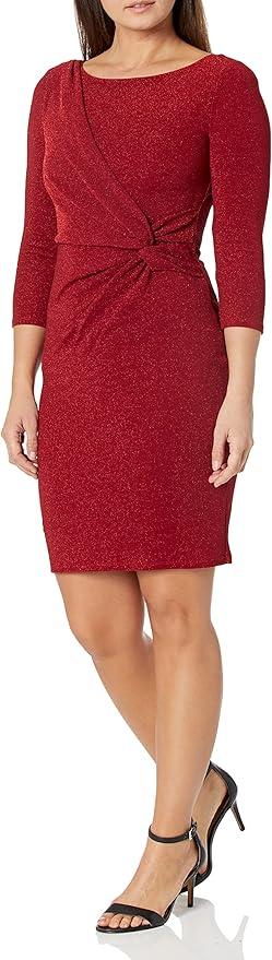 Jessica Howard Womens Mini Knit Lined Casual Long Sleeve Daytime Dress 24W Red