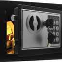 Key and Electronic Security Safe Box Digital Deposit Box for Home Office Hotel Business Lock Box for Cash Jewelry Storage (Black, 0.17 Cubic Feet)