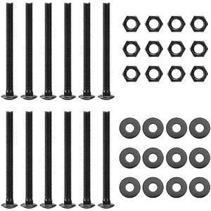 1/2 x 5 Inch Carriage Bolt Kit, Rust Resistance Bolts Includes 12 Bolts, 12 Washers, and 12 Nuts, Black