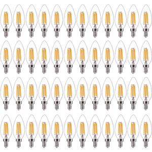 FLSNT 48 Pack LED Candelabra Bulbs 60W Equivalent, B11 Dimmable LED Chandelier Light Bulbs, E12 Base, 2700K Soft White UL,CA65 Listed.