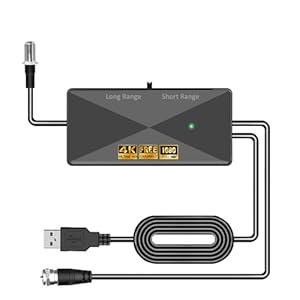 TV Antenna Amplifier, Digital Antenna Signal Booster, 25dB High Gain Powerful Antennas Booster, Adjustable Reception Range, Suit for All TV Antennas (BLK28)