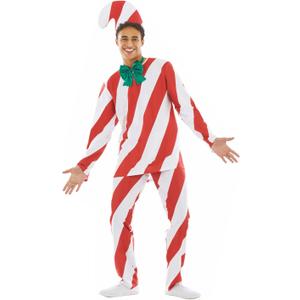 fun shack Candy Cane Costume for Men, Christmas Candy Outfit, Holiday Costume for Adult Men, Festive Dress Up (Medium, Red)
