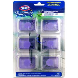 3 x Clorox Fraganzia Stick-On Gel Fresheners, Lavender with Eucalyptus Trash Can Deodorizer Up to 30 Days Scent, Odor Absorber for Kitchen, Bathroom, Closet, No Plug or Batteries, 0.12 Fl Oz, 6 Count