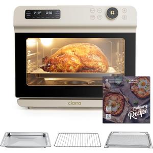 CIARRA 12-in-1 Countertop Steam Oven with Air Fryer, 25.4QT Steam Air Fryer Combo Nosh Oven Pro - Convection Toaster, Bake, Self-Clean, Dehydrate, Ferment, White