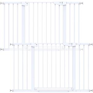 Cumbor 2 Pack 29.7-51.5" Extra Wide Baby Gate for Stairs, Easy Walk Through Dog Gates for Doorways, Pressure Mounted Pet Gate Indoor, Safety Auto-Close Child Gate for Kids with 4 Wall Cups, White