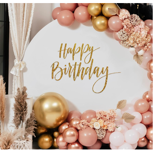Sinload Happy Birthday Backdrop Decal for Party Photo, Gold