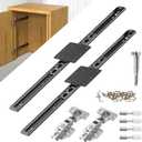 Pisman Pocket Door Slides 20 inch 2 PCS and Pocket Door Hardware for Inset and Cabinet Door, Disappearing and Hidden The Slides and The Hinges.