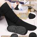 4 Pairs Yoga Pilates Scrunch Socks with Grip Socks for Women, Cotton Non Slip Slouch Calf Socks Slipper Crew Stockings, One size