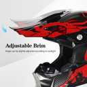 Youth Kids Motocross Helmet, Adult ATV Dirt Bike Helmet, Off-Road BMX 4-Wheeler Full Face Motorcycle Helmet W/Goggles Gloves & Mask, DOT Approved, Red Camo, M