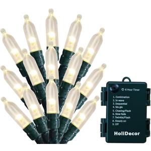 Christmas Lights - Battery Operated String Lights 50 Count Clear LED Mini Lights 8 Modes Mini Light Set with Timer for Xmas Tree Wreath Party Indoor Outdoor Decor, Waterproof, Warm White