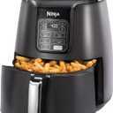 Ninja AF101 Air Fryer, 4 Quart Capacity, 1550 Watts, Air Fry, Roast, Bake, Dehydrate, Reheat, Dishwasher Safe Basket, Digital Controls, Black