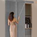 Adjustable Panel Track Blinds Light Filtering Vertical Blinds with Valance, Room Dividers, Retractable Track from 42" to 74" W, Trimmable Panel Up to 96" H (Light Grey)