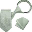 DiBanGu Boys Pre-tied Neckties and Pocket Square Set Adjustable Strap Tie for Kids Wedding Party Graduation School Uniforms (Sage Green)