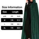 Velvet Hooded Cloak for Adults Full-Length Medieval Cape with Oversized Hood for Halloween Cosplay Gothic Wizard (Green, M)