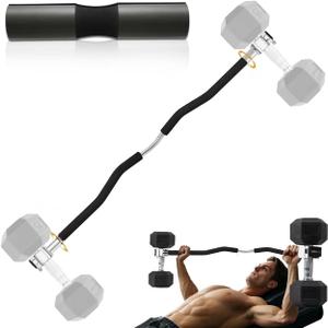 Dumbbell Barbell Converter Bar Set, Adjustable Dumbbell Converter for Home Gym, Compatible with Most Dumbbells Including BowFlex, All-Steel Bar, Supports Up to 220 lbs for Weight Lifting