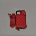 Bocasal Crossbody Wallet Case for iPhone 13, RFID Blocking PU Leather Zipper Handbag Purse Flip Cover, Kickstand Folio Case with Card Slots Holder Wrist Strap Lanyard 5G 6.1 Inch (Red)