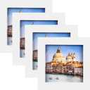 wyooxoo 4x4 Picture Frames Set of 4 Solid Wood Photo Frames Colorful Frame with HD Plexiglass, Wall or Tabletop Display, White